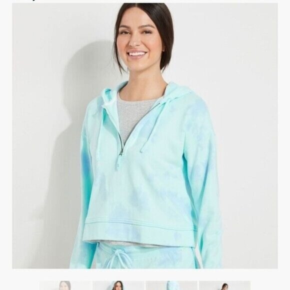 Vineyard Vines NWT Tie-Dye Popover Hoodie Quarter-Zip Sweatshirt in Baby Blues - Picture 1 of 8